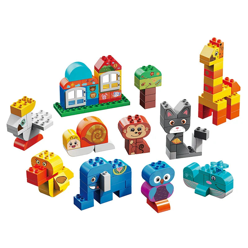 HKM-392595 Creative Animal Park Building Brick Sets - 20 Modular Construction Blocks for Kids 3+