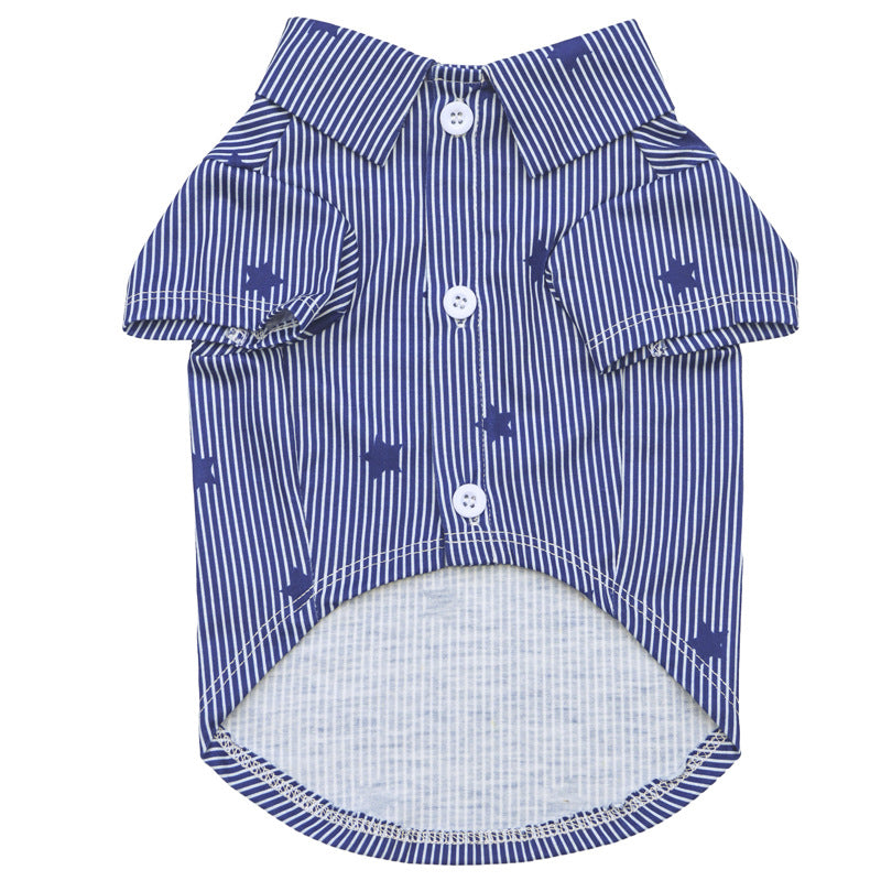 HKM-3926205 Pet Shirt for Small Dogs and Cats - Soft Fabric, Blue and Light Blue Options, Multiple Sizes Available