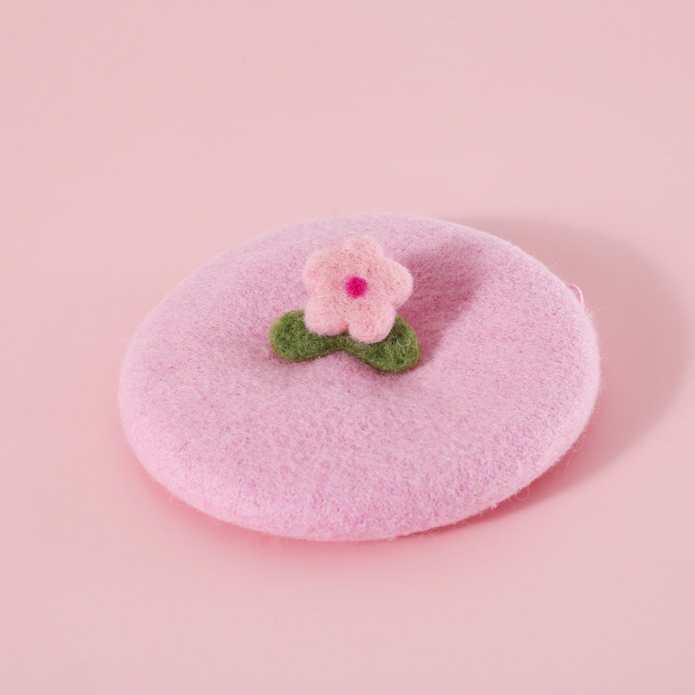HKM-3926461 Wool Felt Flower Hat for Pets ¨C Red, Yellow, Pink, and White Floral Styles