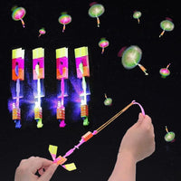 HKM-392659 LED Light Finger Rocket Flying Arrow Helicopter Toy for Ages 2 and Up - 4 Piece Set