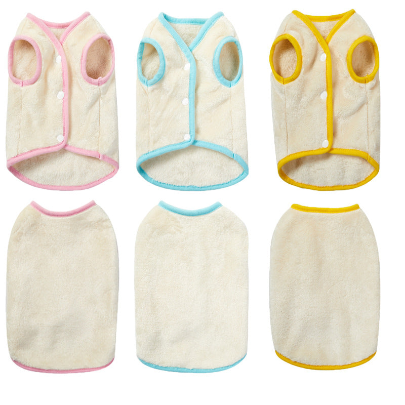 HKM-3927229 Soft Flannel Dog Vest in Pink, Blue, and Yellow - Sizes S-XXL