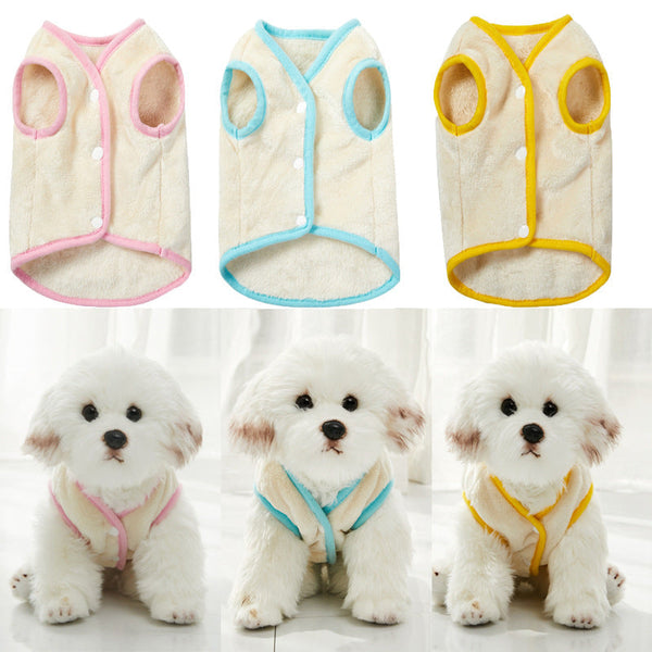 HKM-3927229 Soft Flannel Dog Vest in Pink, Blue, and Yellow - Sizes S-XXL