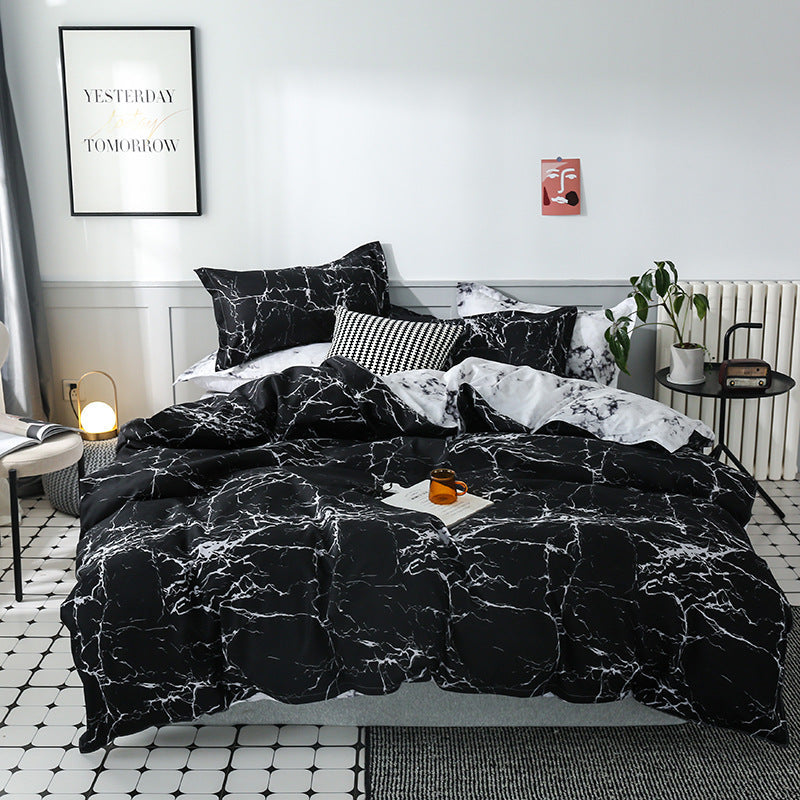 HKM-392787 Modern Simple Bedding Set for 1.5m (5 Feet) Bed – Polyester Fiber with Reactive Printing