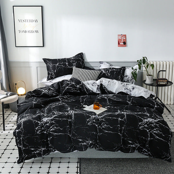 HKM-392787 Modern Simple Bedding Set for 1.5m (5 Feet) Bed – Polyester Fiber with Reactive Printing