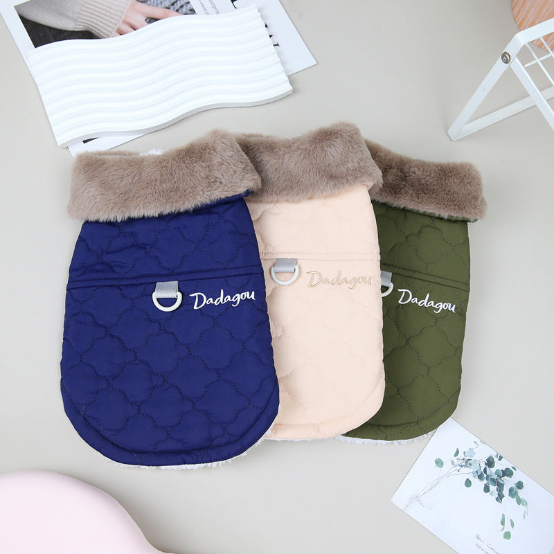 HKM-392851 Cozy Cotton Vest Coat for Small Dogs with Traction Buckle in Pink, Green, and Blue