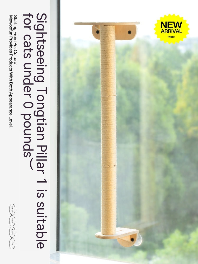 HKM-3929021 Glass Wall Chamfer Cat Scratch Tree with Strong Adhesive Suckers and Simple Design