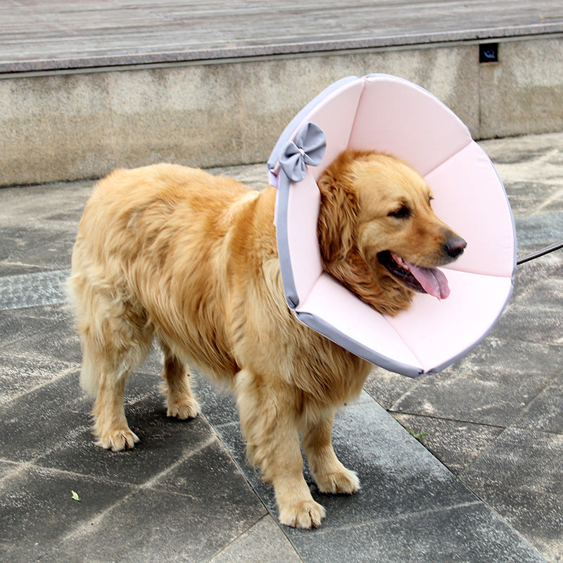 HKM-3929405 Dog Recovery Collar - Adjustable Cloth Elizabethan Cone for Comfort in Yellow, Black, Pink, Gray (Sizes XS-XXXL)