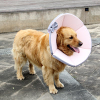 HKM-3929405 Dog Recovery Collar - Adjustable Cloth Elizabethan Cone for Comfort in Yellow, Black, Pink, Gray (Sizes XS-XXXL)