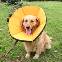 HKM-3929405 Dog Recovery Collar - Adjustable Cloth Elizabethan Cone for Comfort in Yellow, Black, Pink, Gray (Sizes XS-XXXL)
