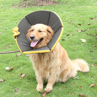 HKM-3929405 Dog Recovery Collar - Adjustable Cloth Elizabethan Cone for Comfort in Yellow, Black, Pink, Gray (Sizes XS-XXXL)