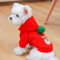 HKM-3929789 Warm Elk Design Dog Skirt and Hoodie Outfit - Stylish Polyester Dog Apparel for Winter