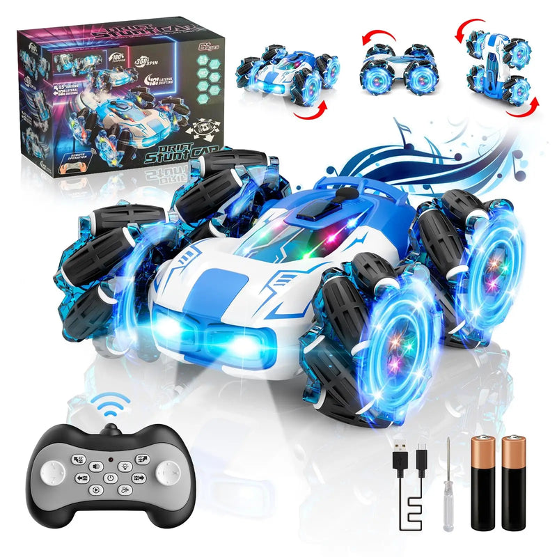 HKM-392979 4WD 2.4 GHz Double-Sided Rotating Remote Control Drift Stunt Car with LED Lights