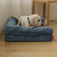 HKM-3931453 Waterproof Removable Suede Cotton Fleece Kennel in Coffee, Navy, and Silver - Multiple Sizes Available