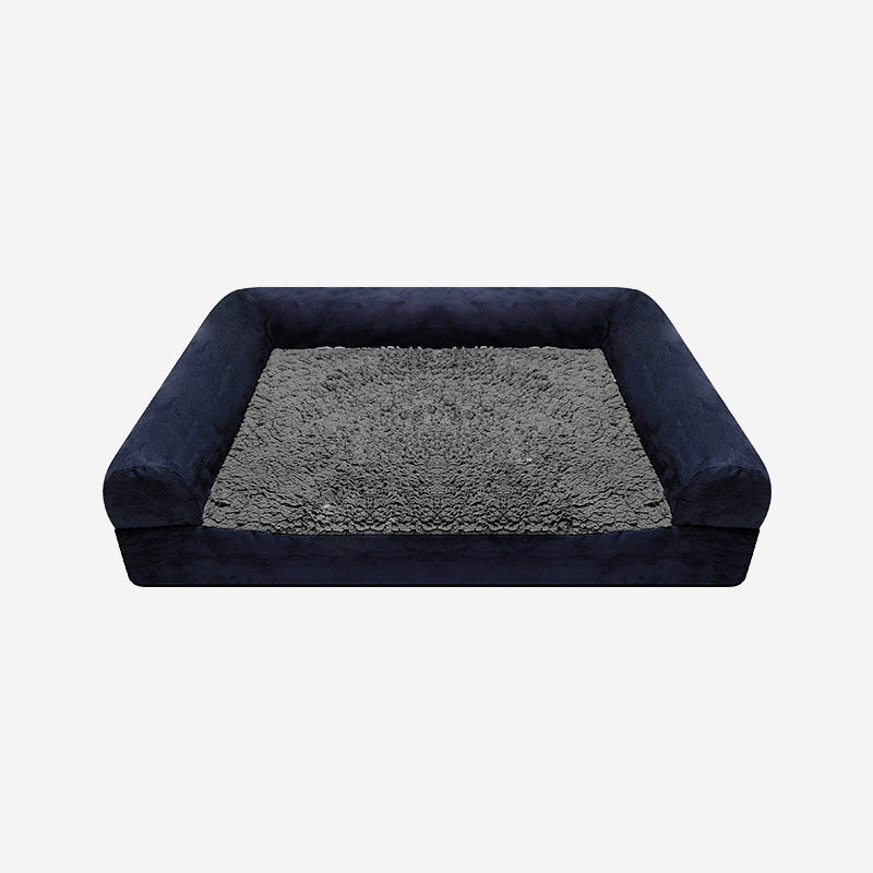 HKM-3931453 Waterproof Removable Suede Cotton Fleece Kennel in Coffee, Navy, and Silver - Multiple Sizes Available