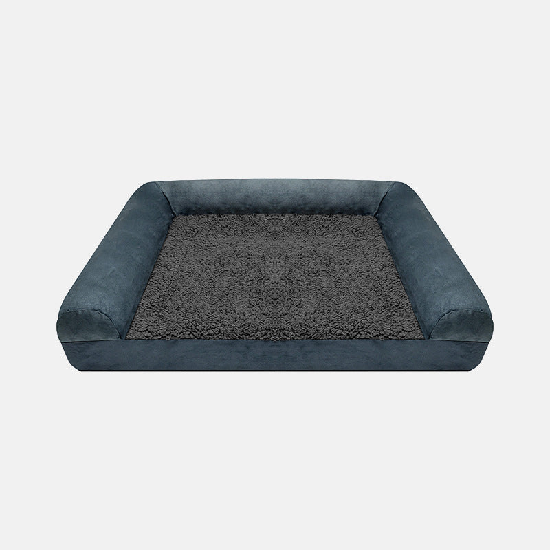 HKM-3931453 Waterproof Removable Suede Cotton Fleece Kennel in Coffee, Navy, and Silver - Multiple Sizes Available