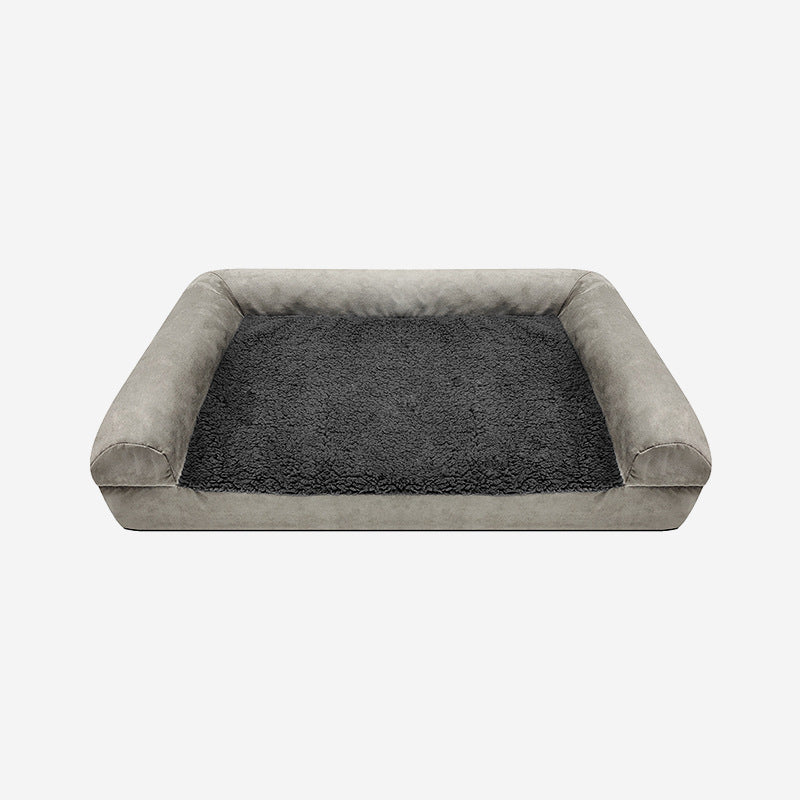 HKM-3931453 Waterproof Removable Suede Cotton Fleece Kennel in Coffee, Navy, and Silver - Multiple Sizes Available