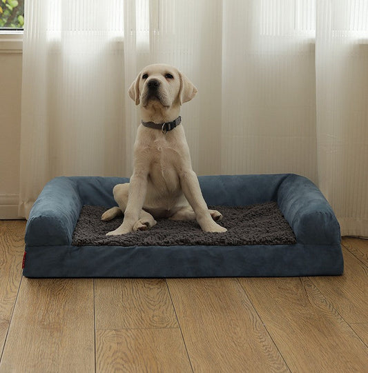 HKM-3931453 Waterproof Removable Suede Cotton Fleece Kennel in Coffee, Navy, and Silver - Multiple Sizes Available