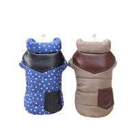 HKM-3933757 Casual Dog Jumpsuit with Leather Stitching and Plush Lining in Khaki and Blue
