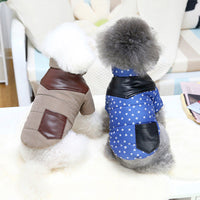 HKM-3933757 Casual Dog Jumpsuit with Leather Stitching and Plush Lining in Khaki and Blue