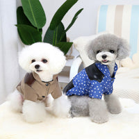 HKM-3933757 Casual Dog Jumpsuit with Leather Stitching and Plush Lining in Khaki and Blue