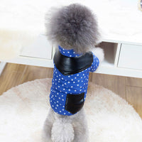 HKM-3933757 Casual Dog Jumpsuit with Leather Stitching and Plush Lining in Khaki and Blue