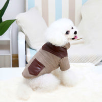 HKM-3933757 Casual Dog Jumpsuit with Leather Stitching and Plush Lining in Khaki and Blue