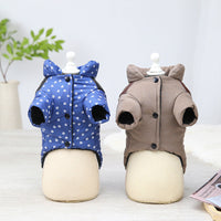 HKM-3933757 Casual Dog Jumpsuit with Leather Stitching and Plush Lining in Khaki and Blue