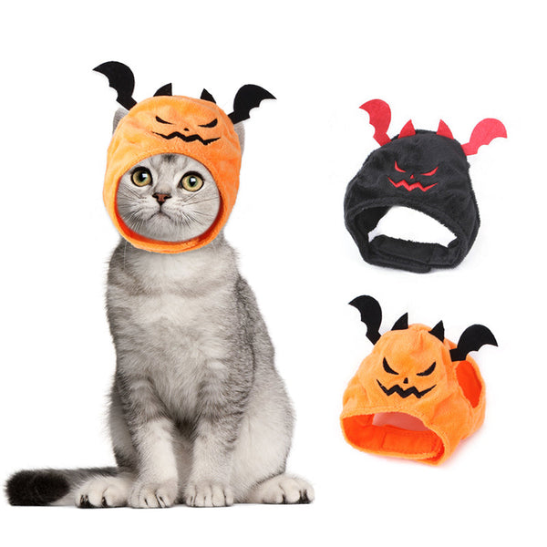 HKM-3934653 Halloween Cat Headgear with Wings - Orange & Black/Red Options