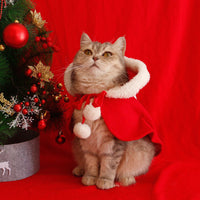 HKM-3934781 Red Hooded Christmas Cloak for Pets with Antlers – Warm Polar Fleece Shawl in Sizes S, M, L