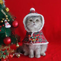 HKM-3934781 Red Hooded Christmas Cloak for Pets with Antlers – Warm Polar Fleece Shawl in Sizes S, M, L