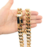 HKM-3935165 Titanium Steel Dog Chain Collar with Polished Finish and Vacuum Plating