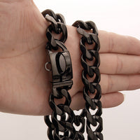 HKM-3935165 Titanium Steel Dog Chain Collar with Polished Finish and Vacuum Plating