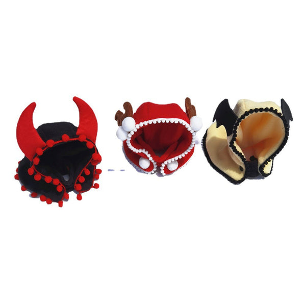 HKM-3935549 Cozy Fleece Hooded Pet Cloak for Halloween and Christmas in Black, Red, and Yellow