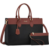 HKM-393555 Stylish 15.6 Inch Laptop Tote Bag for Women – Waterproof Leather Briefcase for Office and Work