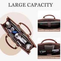 HKM-393555 Stylish 15.6 Inch Laptop Tote Bag for Women – Waterproof Leather Briefcase for Office and Work