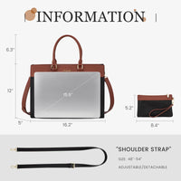 HKM-393555 Stylish 15.6 Inch Laptop Tote Bag for Women – Waterproof Leather Briefcase for Office and Work