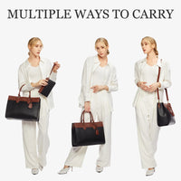 HKM-393555 Stylish 15.6 Inch Laptop Tote Bag for Women – Waterproof Leather Briefcase for Office and Work