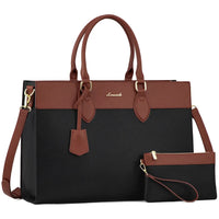 HKM-393555 Stylish 15.6 Inch Laptop Tote Bag for Women – Waterproof Leather Briefcase for Office and Work