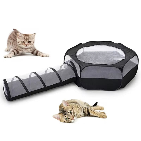 HKM-3936829 Foldable Cat Tunnel with Detachable Design and Multi-Purpose Use for Play and Relaxation