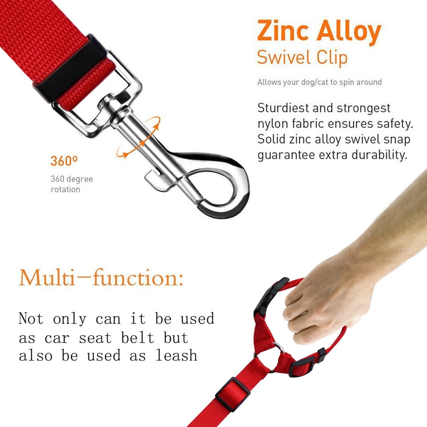 HKM-3936957 Adjustable Nylon Pet Safety Leash for Secure Traction and Control