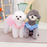 HKM-3937725 Stylish Vertical Bar Skirt for Dogs in Striped Blue - Spring and Summer Fashion