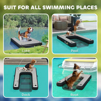 HKM-3938621 Inflatable Dog Boat Ramp for Easy Water Access, 286 lbs Capacity, Non-Slip Platform and Manual Pump Included