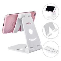 HKM-393875 Dual-Folding Mobile Desktop Stand for Phones and Tablets - Available in Black, White, Pink, and Blue