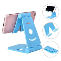 HKM-393875 Dual-Folding Mobile Desktop Stand for Phones and Tablets - Available in Black, White, Pink, and Blue