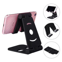 HKM-393875 Dual-Folding Mobile Desktop Stand for Phones and Tablets - Available in Black, White, Pink, and Blue
