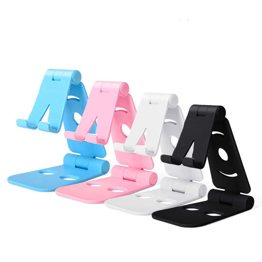 HKM-393875 Dual-Folding Mobile Desktop Stand for Phones and Tablets - Available in Black, White, Pink, and Blue