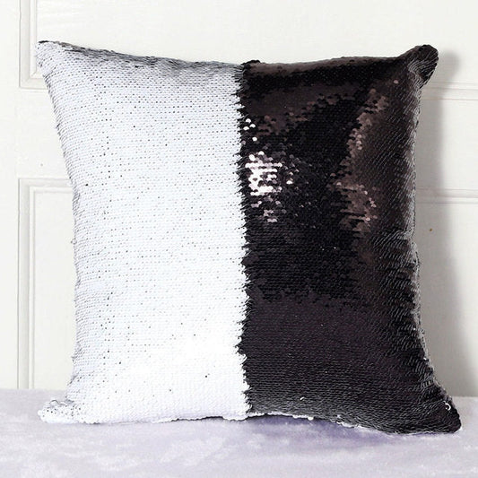 HKM-394003 Fashionable Black and White Sequin Decorative Cushion Cover for Sofa