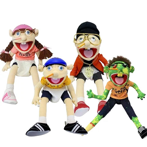 HKM-394003 Large Jeffy Boy Hand Puppet Plush Toy for Kids, Soft Doll for Parties, Shows and Christmas Fun