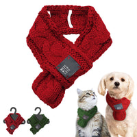 HKM-3940541 Wool Pet Scarf for Small Dogs and Cats - Warm and Stylish in Green and Red