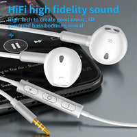 HKM-394067 3.5mm Stereo Wired Earphones with Deep Bass, In-Ear Design, Mic, and Button Control for iPhone